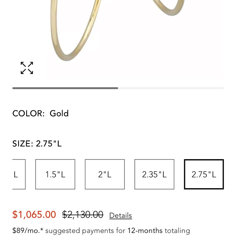 Bloomingdale’s 14k gold large hoops - Picture 2 of 3